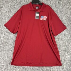 Nike Golf‎ Polo Shirt Men XXL Wicking Quick Dry USA Flag Patriotic Business